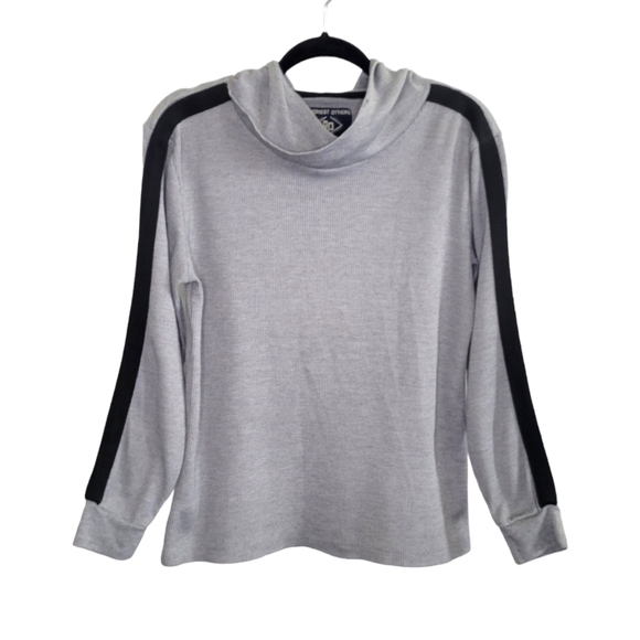 Amongst Others Men's Gray Waffle Knit Striped Sleeve Pullover Hoodie Size M - Picture 1 of 8